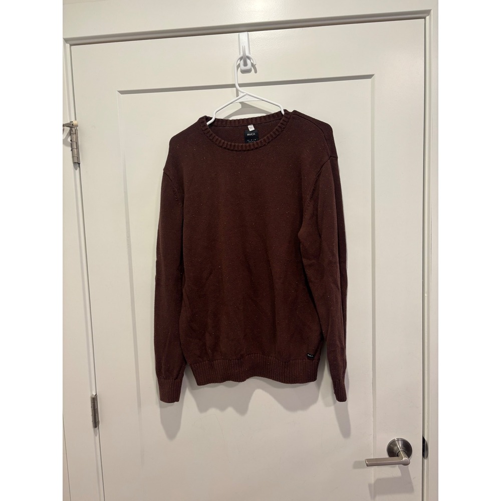 RVCA‎ Mens Brown Confetti Fleck Crewneck Sweater Regular Fit Medium Cotton Blend